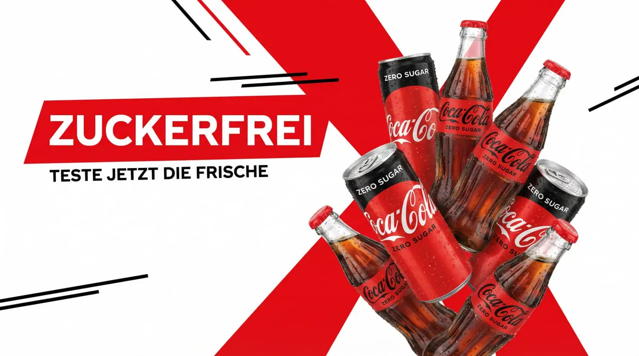 Coca-Cola zuckerfreie Produktpalette für Probierwochen-Aktion